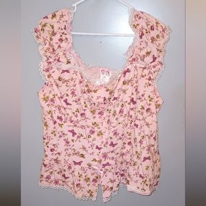 Brand New! Short Belly Shirt. Woman Top. Floral. Jolie Intimates Brand.